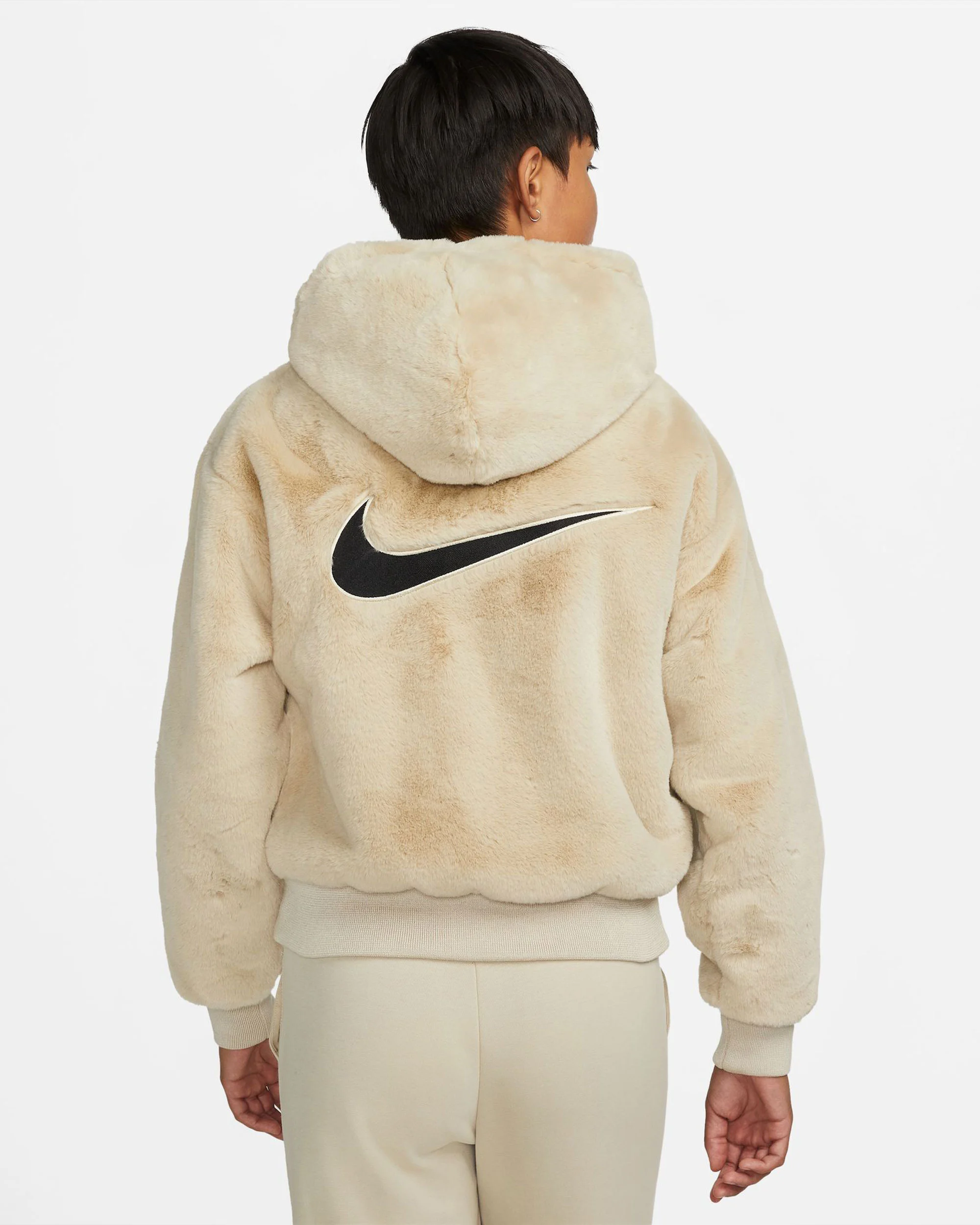 Nike Sportswear Essentials Women's Hoodie Faux Fur Rattan Beige