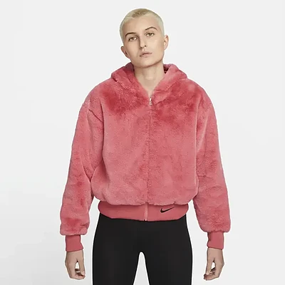 Nike Womens Sportswear Essential Faux Fur Jacket 'Archaeo Pink'