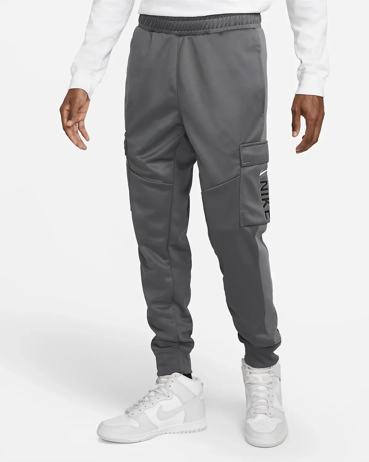 Nike Sportswear Hybrid Fleece Cargo Joggers Side Pockets Grey