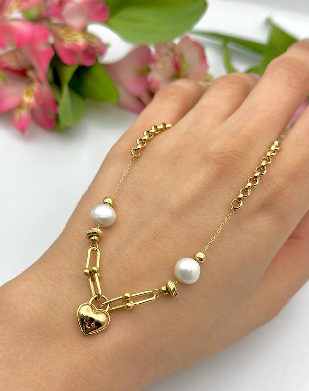 گردنبند طلا مروارید قلب 