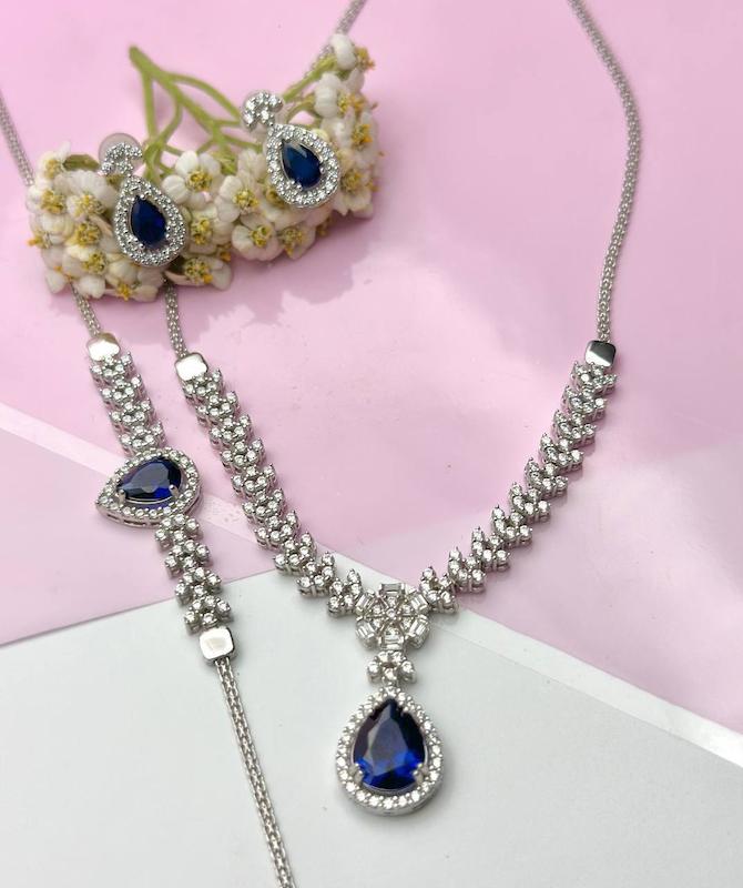 سرویس طلا پایه جواهر یاقوت کبود 