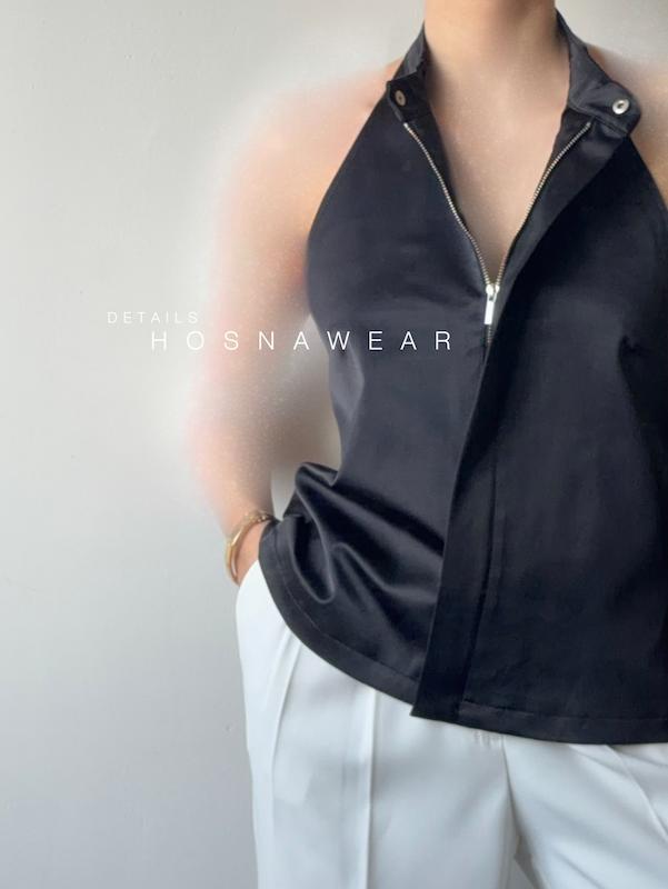تاپ هالتر زیپ‌دار مشکی زارا