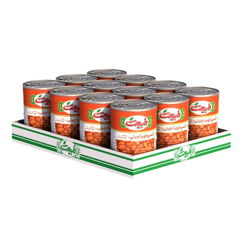 کنسرو لوبیاچیتی + رب گوجه فرنگی بسته 12 عددی