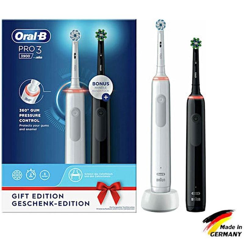 مسواک برقی پک دو عددی اورال بی پرو 3 سری 3900 Oral B Pro 3900 Duo Pack of Two Electric Toothbrushes, Black & Pink