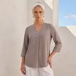 شومیز زنانه هوکانی کد 5066428 کرم تیره