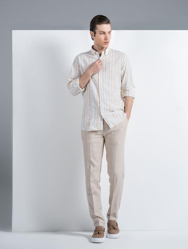 شلوار کتان مردانه هوکانی کد 1065727 کرم روشن