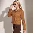 ژاکت جیر زنانه هوکانی کد 5080632 قهوه ای روشن 