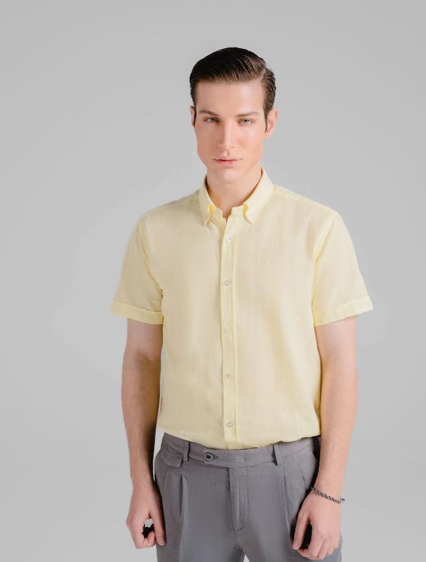 پیراهن مردانه هوکانی کد 1065009 لیمویی