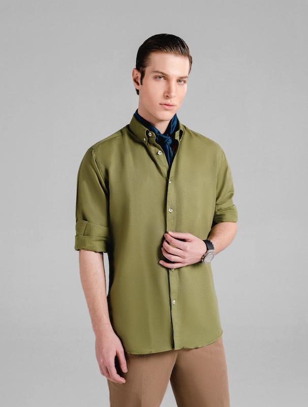 پیراهن مردانه هوکانی کد 1062813 سبز تیره