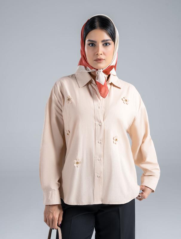 شومیز زنانه هوکانی کد 5019627 کرم روشن