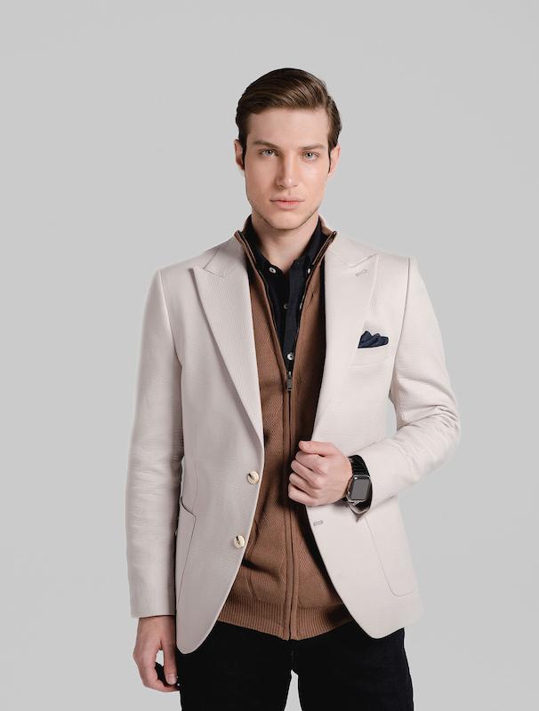 کت مردانه هوکانی کد 1060727 کرم روشن