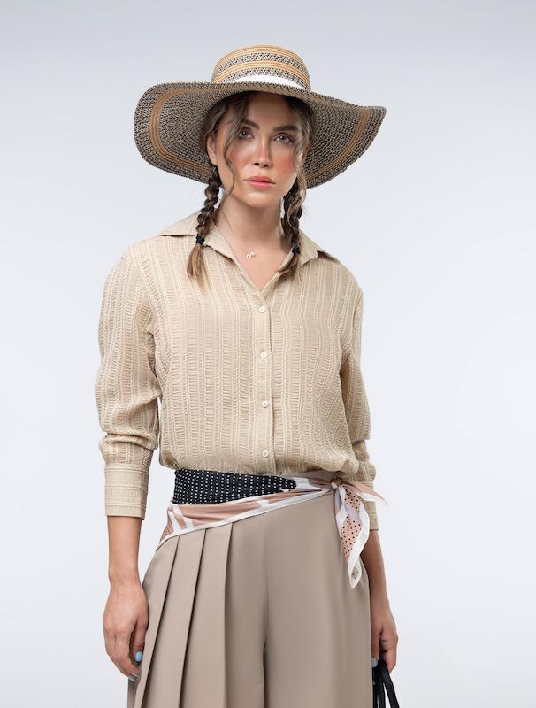 شومیز زنانه هوکانی کد 5024128 کرم تیره