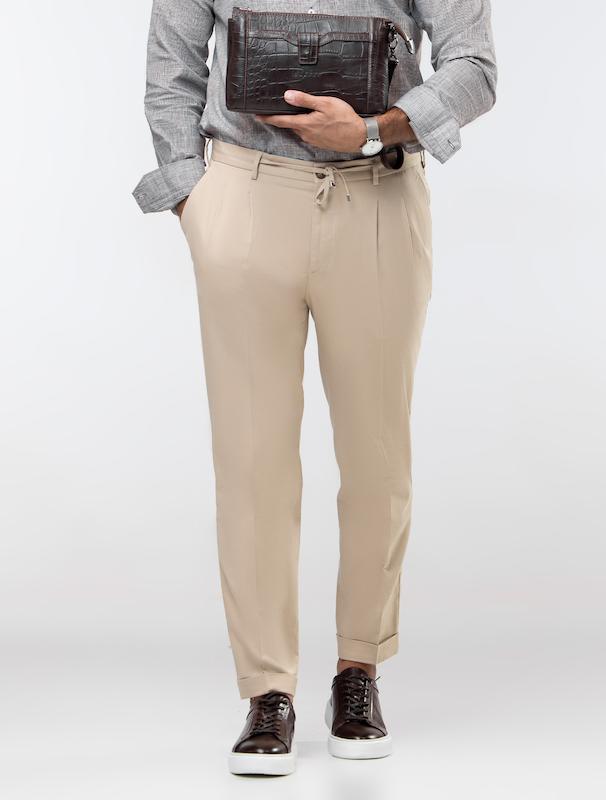 شلوار کتان مردانه هوکانی کد 1066227 کرم روشن