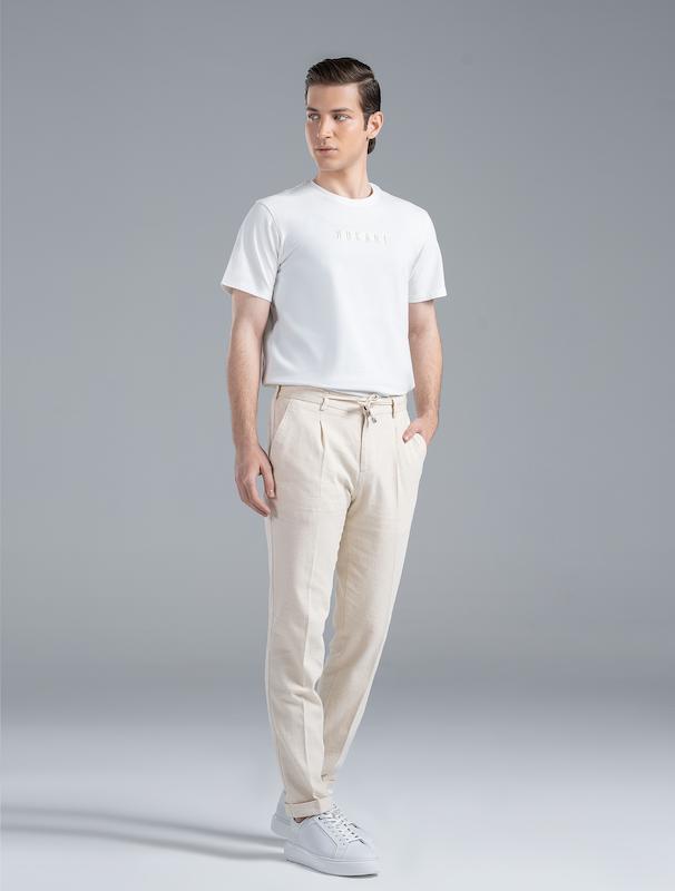 شلوار کتان مردانه هوکانی کد 1065827 کرم روشن