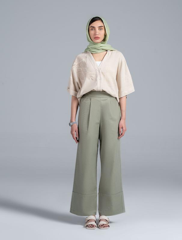 شلوار کتان زنانه هوکانی کد 5020112 سبز روشن