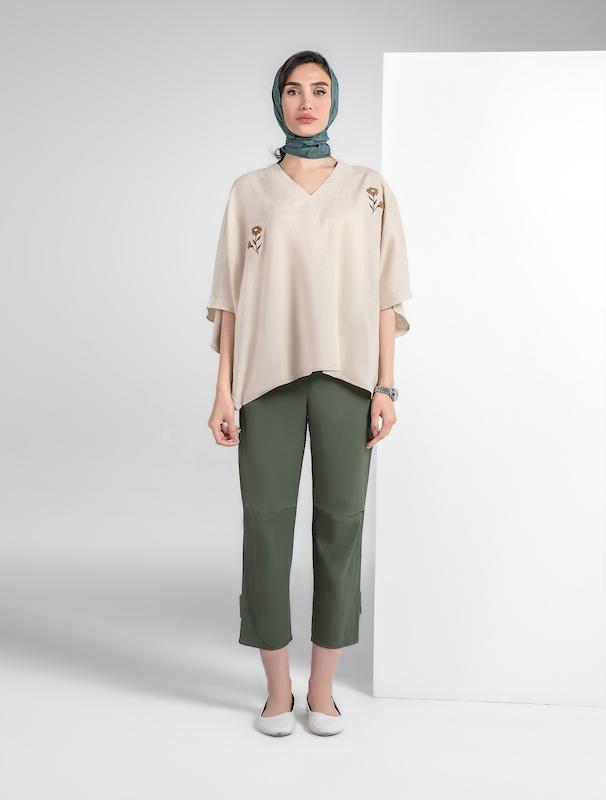 شلوار پارچه ای زنانه هوکانی کد 5017813 سبز تیره