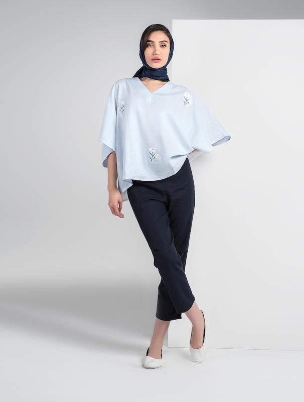 شلوار پارچه ای زنانه هوکانی کد 5017804 سرمه ای