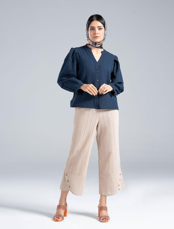 شلوار پارچه ای زنانه هوکانی کد 5019927 کرم روشن