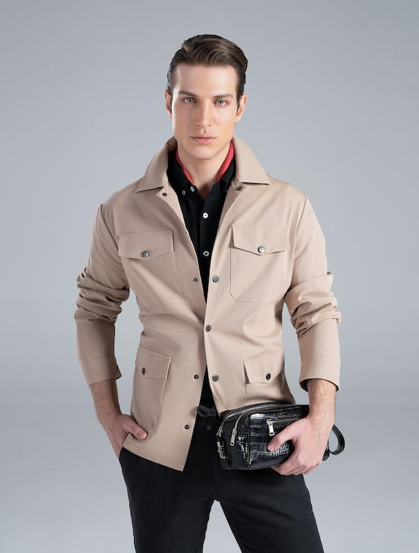 ژاکت مردانه هوکانی کد 1063928 کرم تیره