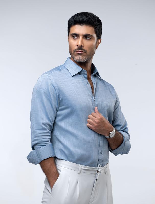 پیراهن مردانه هوکانی کد 1070017 آبی تیره