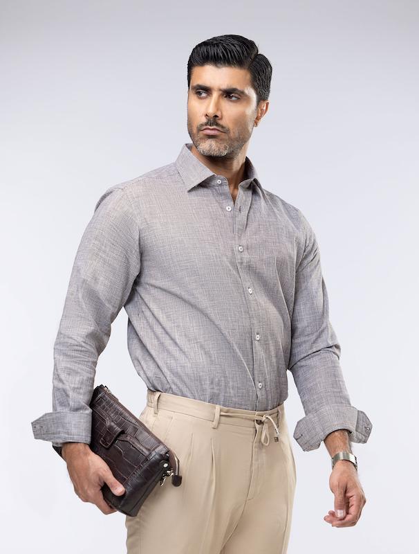 پیراهن مردانه هوکانی کد 1070033 قهوه ای تیره