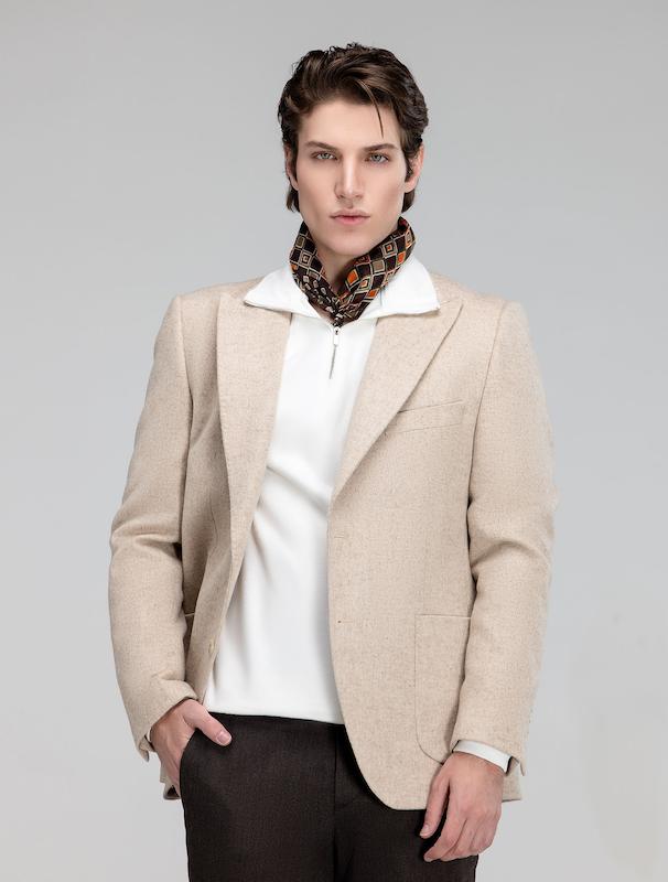 کت پشمی مردانه هوکانی کد 1071527 کرم روشن