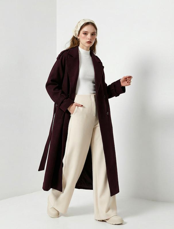 پالتو زنانه هوکانی کد 5048224 زرشکی