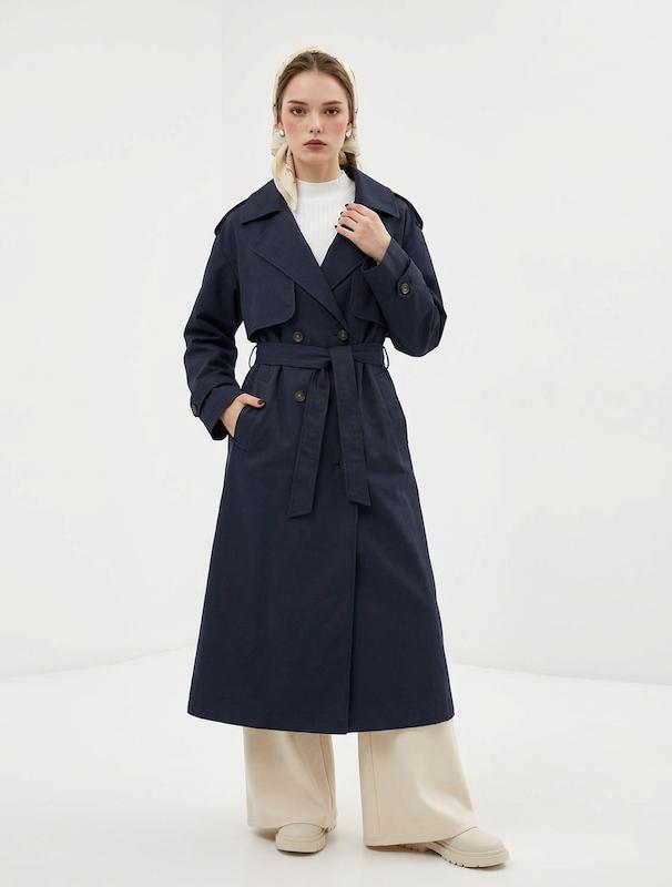 بارانی زنانه هوکانی کد 5043604 سرمه ای