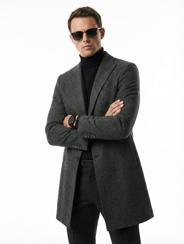 پالتو مردانه هوکانی کد 1058106 ذغالی