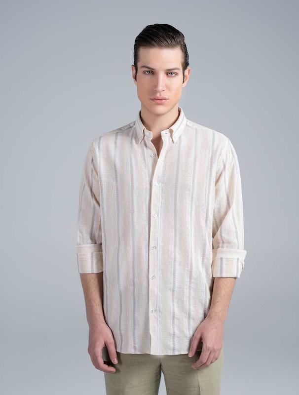 پیراهن مردانه هوکانی کد 1064932 قهوه ای روشن