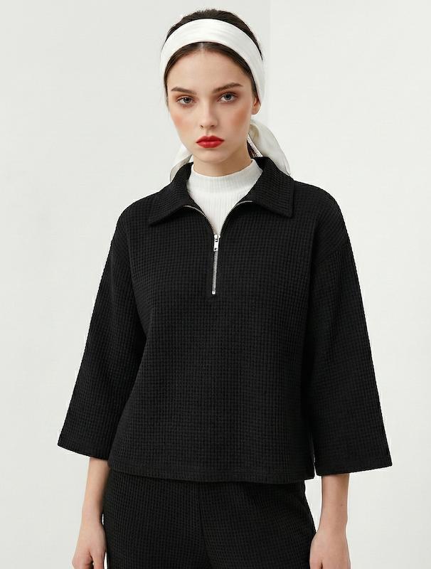 بلوز بافت زنانه هوکانی کد 5048601 مشکی