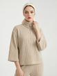 بلوز بافت زنانه هوکانی کد 5048627 کرم روشن