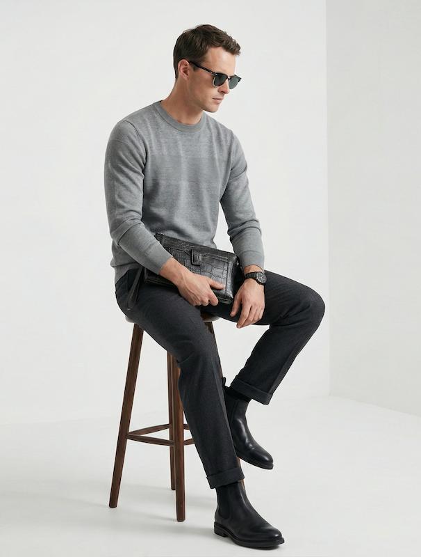 بافت مردانه هوکانی کد 1061031 طوسی تیره