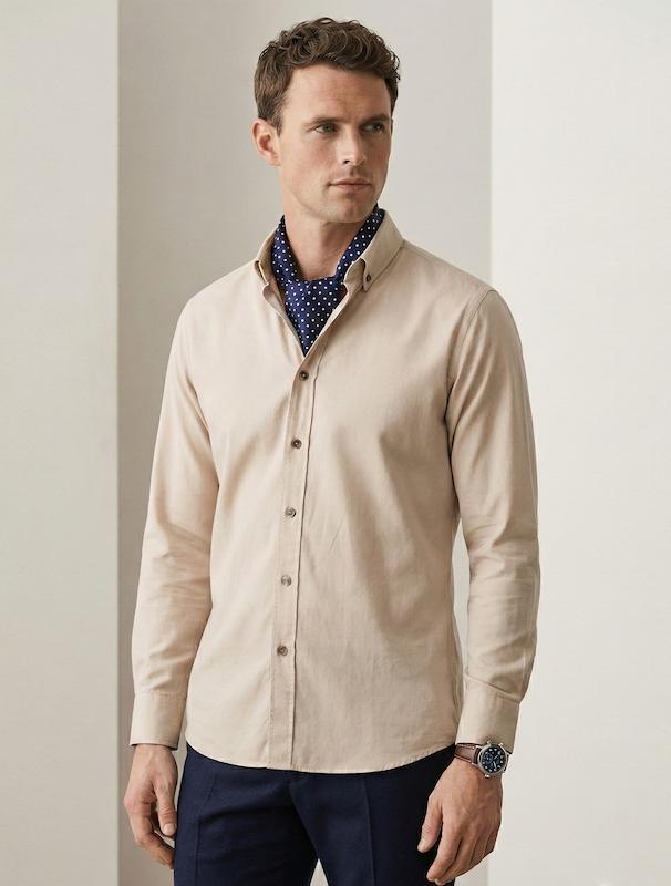 پیراهن مردانه هوکانی کد 1058427 کرم روشن