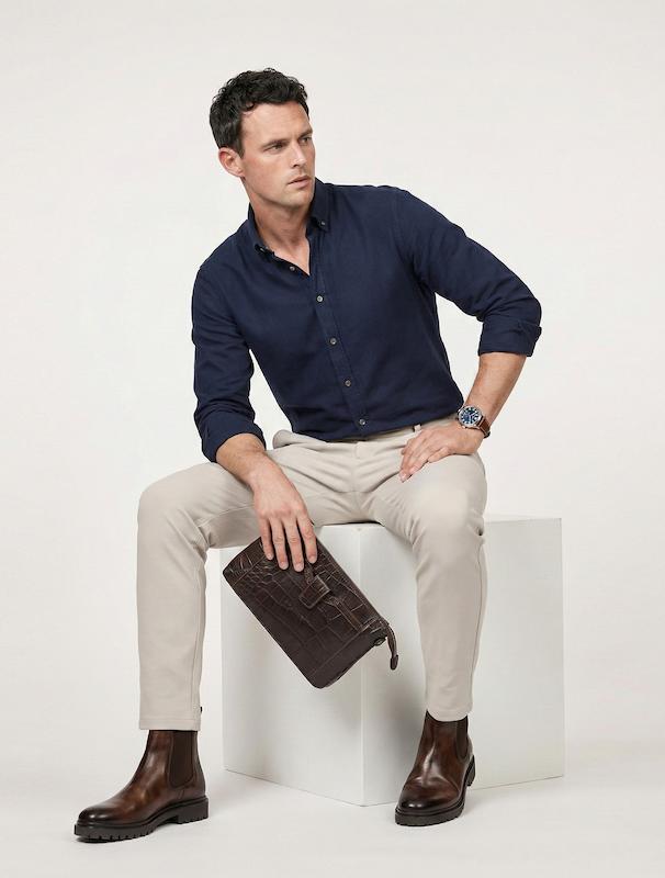 پیراهن مردانه هوکانی کد 1058404 سرمه ای