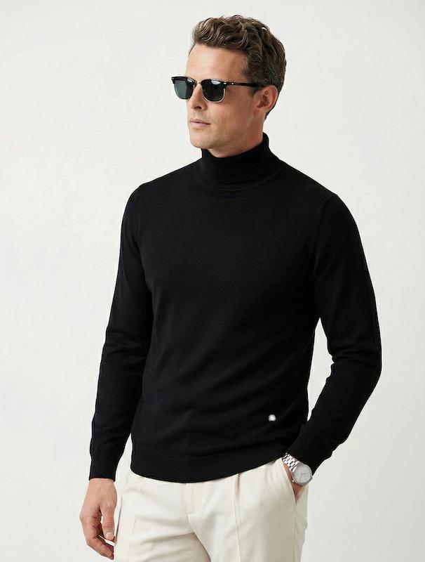 بافت یقه اسکی مردانه هوکانی کد 1058701 مشکی