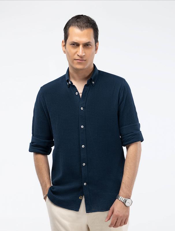 پیراهن مردانه هوکانی کد 1066504 سرمه ای