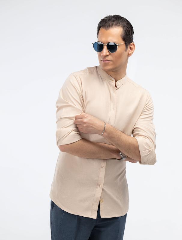 پیراهن مردانه هوکانی کد 1066727 کرم روشن