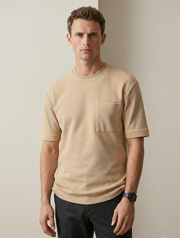 تیشرت مردانه هوکانی کد 1057227 کرم روشن