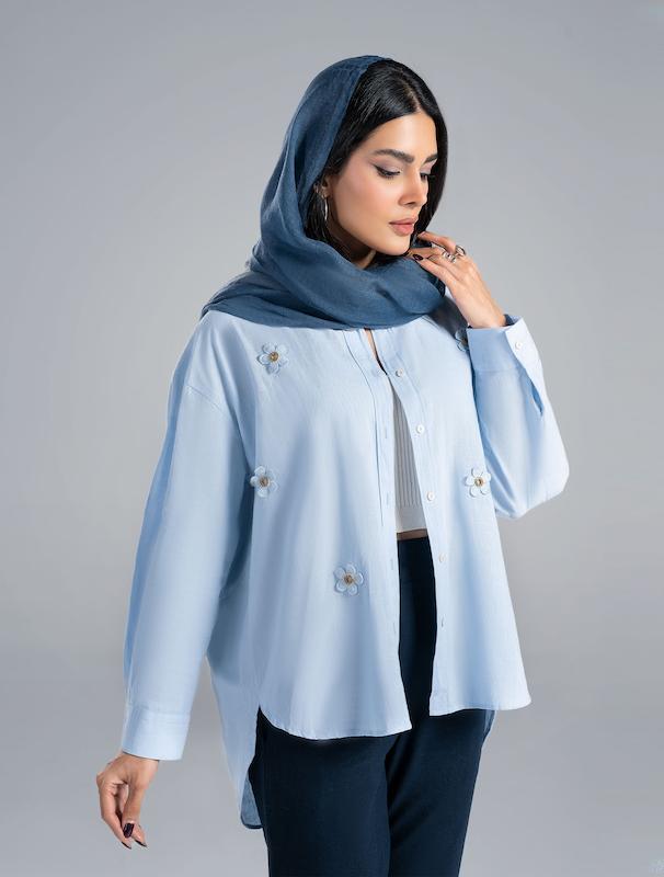 شومیز زنانه هوکانی کد 5019616 آبی روشن