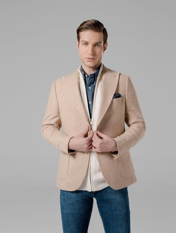 کت پشمی مردانه هوکانی کد 1058227 کرم روشن