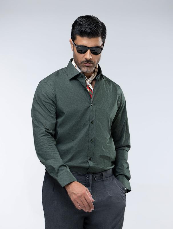 پیراهن مردانه هوکانی کد 1069713 سبز تیره