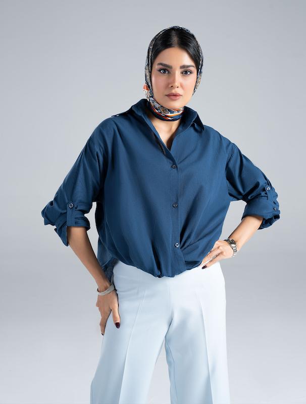 شومیز زنانه هوکانی کد 5021103 سرمه ای روشن