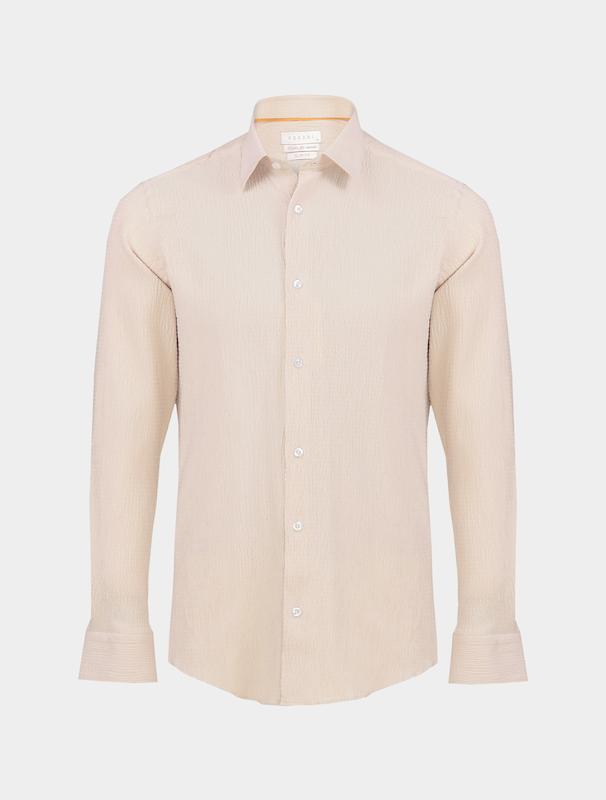 پیراهن مردانه هوکانی کد 1060127 کرم روشن