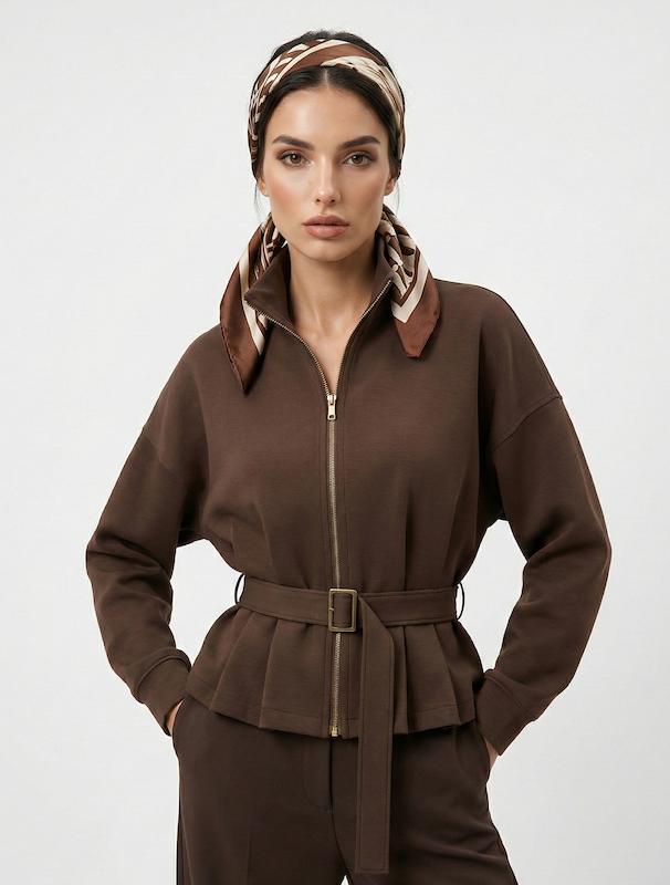 سوئیشرت زنانه هوکانی کد 5057333 قهوه ای تیره