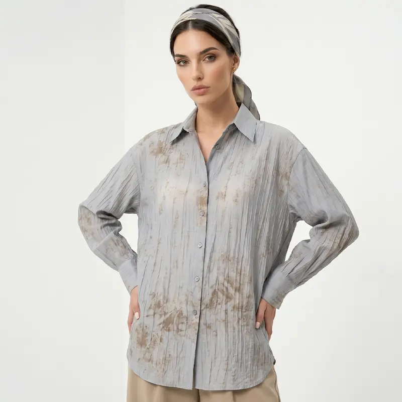 شومیز زنانه هوکانی کد 5066230 طوسی روشن