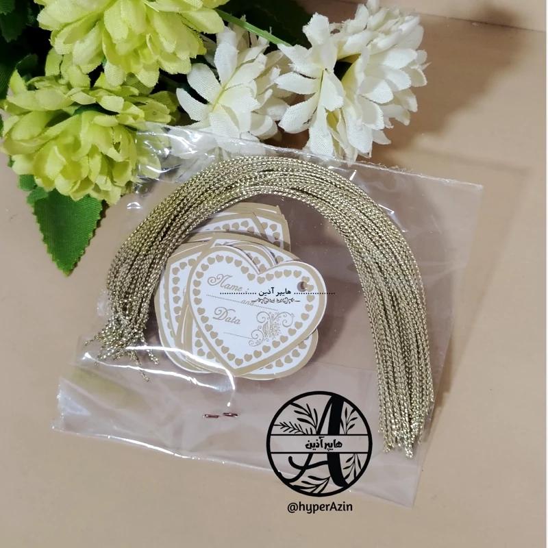 کارت گیفت تگ گیفت لیبل قلبی تک رو با قیطان بسته 50 عددی هایپر آذین
