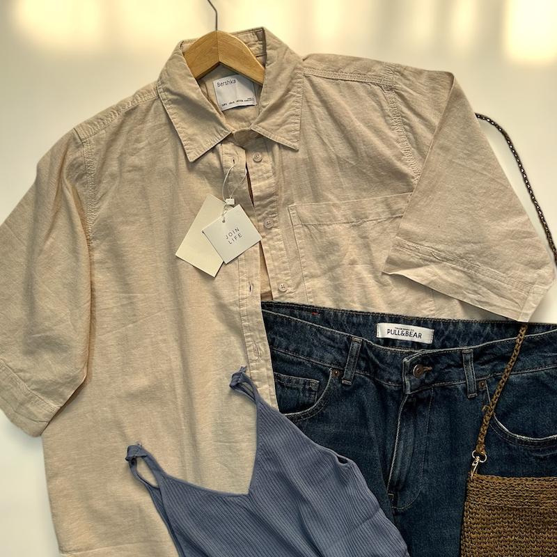 شومیز آستین کوتاه کرم