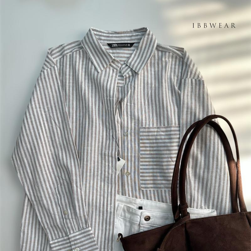 شومیز راه راه کرم