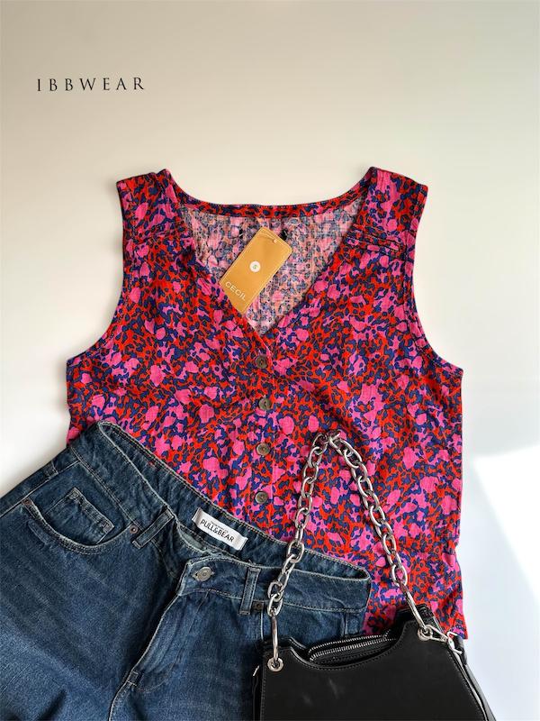 تاپ دکمه دار پلنگی